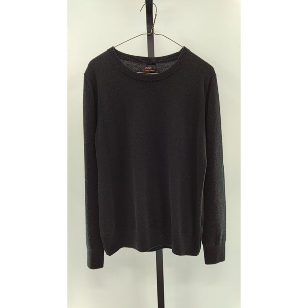 Quince Mongolian Cashmere Crewneck Sweater Black Sleeved Top M